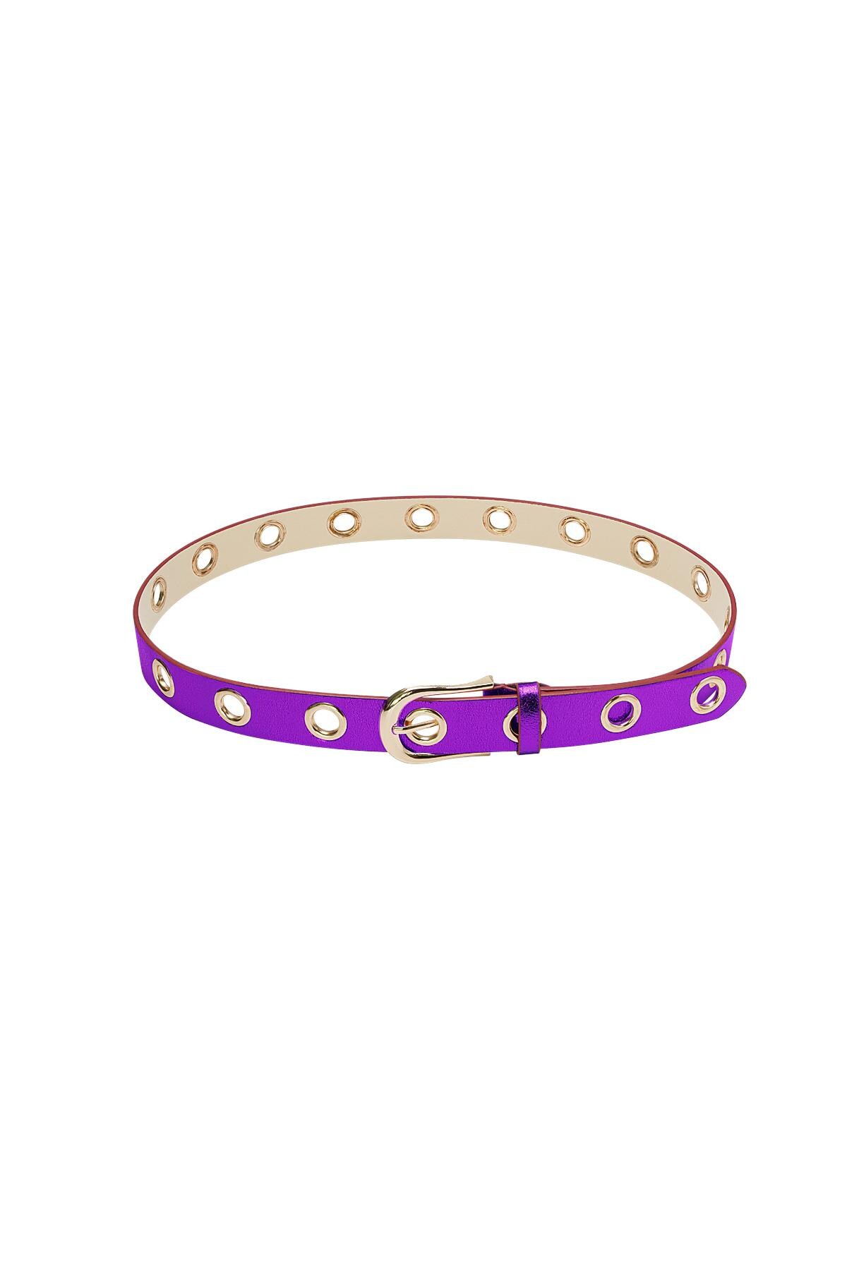 Metallic belt with gold rings Purple PU 80 